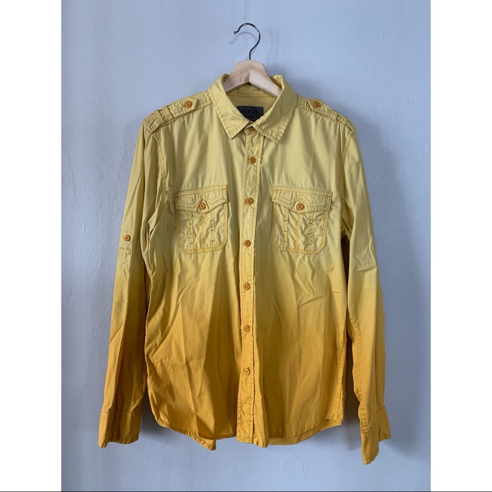 Men’s Royal Premium Yellow Ombré Button Down Shirt